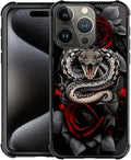 for iPhone 16 Pro Max Case, Entwined Rose Snake Pattern Graphic Design Girl Boy by FKBRCL4U