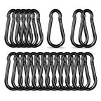 Black Carabiner, Heavy Duty Galvanized Steel Spring Snap Hook Carabiner Clips by High-PQ