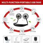 Portable Neck Fan Rechargeable Personal Hand-Free Fan Mini USB Wearable - Image 5