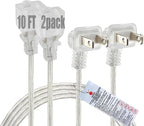 Clear Extension Cord 10 FT 2 Pack, Indoor Thin 2 Prong Extension Cord by Yeatel