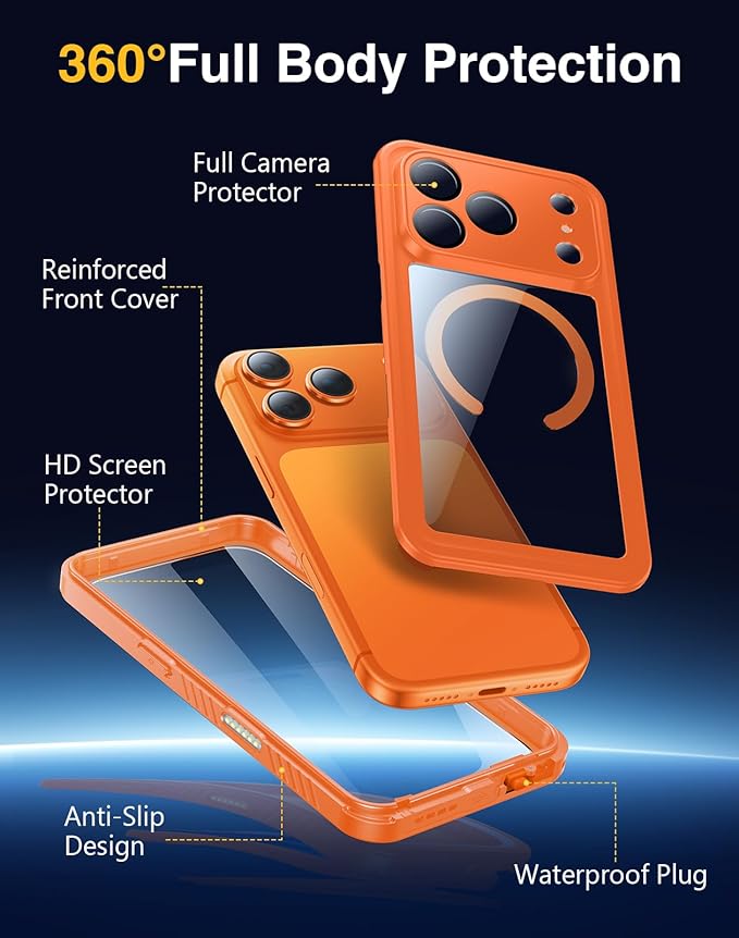 Lanhiem Magnetic for iPhone 17 Pro Case Waterproof, Built in Screen Protector & - Image 5