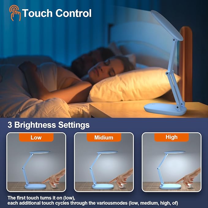 Akejrym LED Desk Lamp for Office & Home, Battery Operated, Foldable & Portable - Image 2