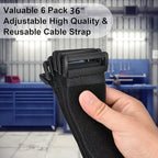 2 x 36 Inch Hook and Loop Cable Tie, 6 Pack Heavy Duty Adjustable Fastening - Image 2