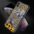 for iPhone Xs Max Case, Cute Little Elephant Sunflower White Line Art Pattern - Image 4