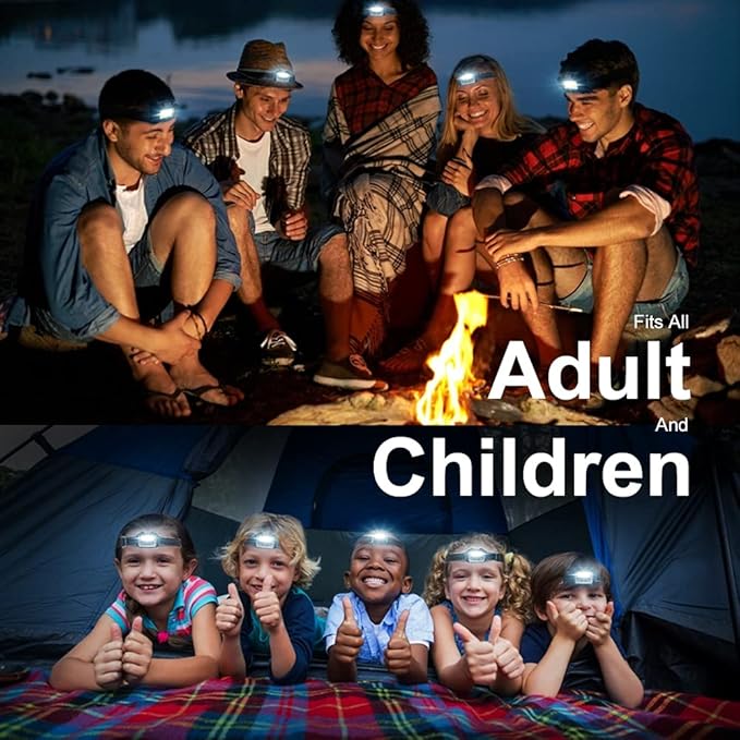 8 Pack Led Headlamp for Adults and Kids, 1.1oz/31g COB Flood Light Ultra Bright - Image 7