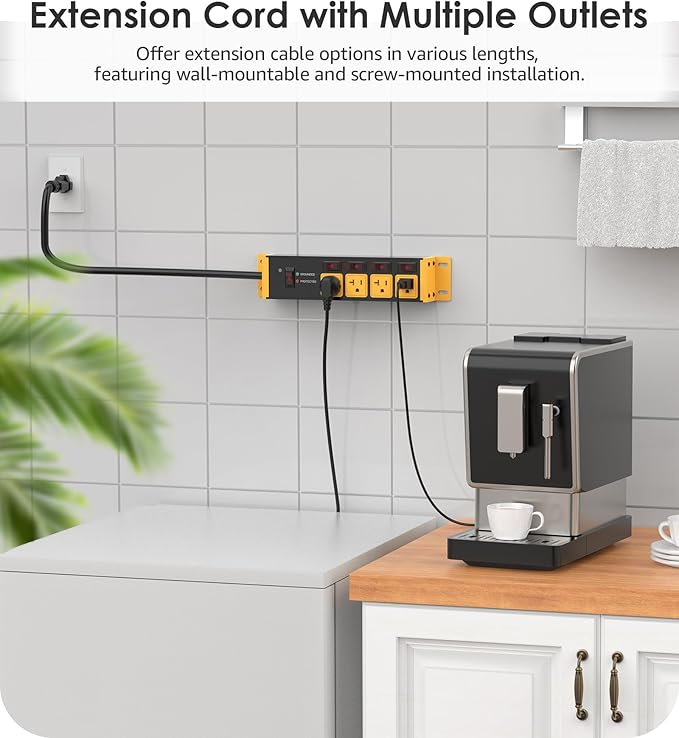 CCCEI Heavy Duty Surge Protector Power Strip 20 Amp Individual Switches. 10FT - Image 5