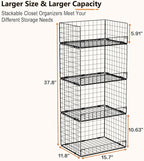 4 Tier Stackable Closet Organizers and Storage Shelves, Foldable Closet Shelf - Image 3