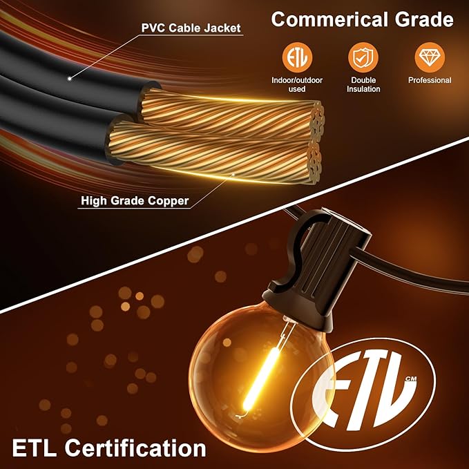 GPATIO Outdoor String Lights, 60FT Waterproof Patio Lights - Image 3