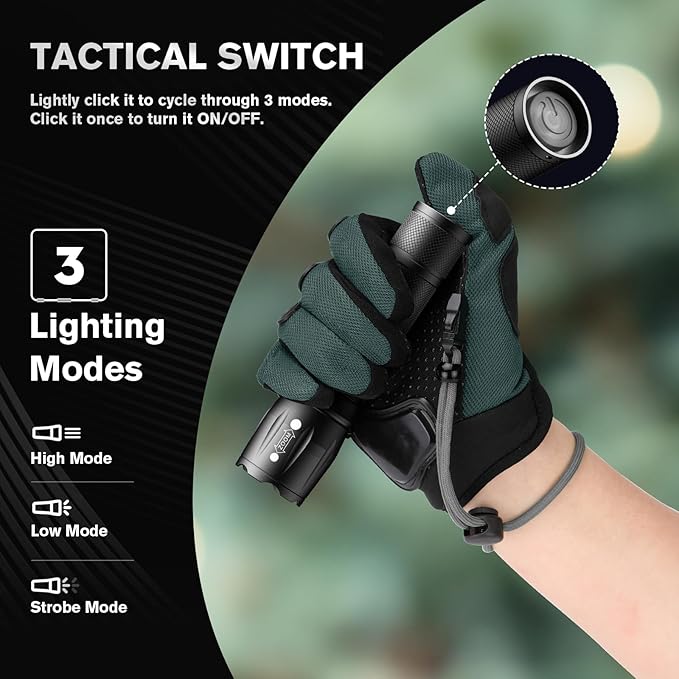 RECHOO LED Flashlight 2 Pack, Tactical Flashlights High Lumens - Image 5