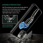for iPhone 16 Pro Case, Skeleton Holding Blue Rose Pattern Graphic Design Girl - Image 2