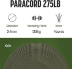 2.4mm Paracord 275LBS 100FT Rope Cord - Image 2