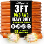 3ft Outdoor/Indoor Extension Cord 14/3 Gauge Heavy Duty 3 Prong SJTW, Waterproof by LifeSupplyUSA