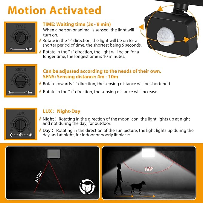 YANYCN 2 Pack 200W LED Motion Sensor Flood Light, Super Bright IP66 Waterproof - Image 4