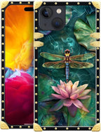Compatible with iPhone 15 Case, Colourful Dragonfly Pink Lily Pads Luxury by Unknown