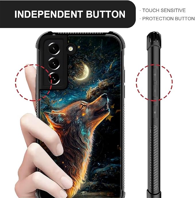 for Samsung Galaxy S21 FE Case, Star Cave Hungry Wolf Pattern Graphic Design - Image 3