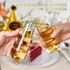 FOCUSLINE 24 Pack 9 Oz Clear Plastic Champagne Flutes, Stemless Plastic - Image 7