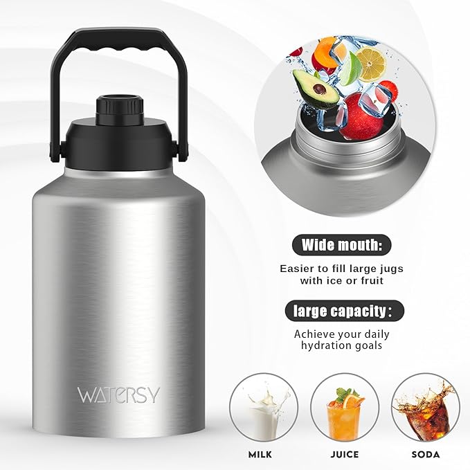 WATERSY 1 Gallon Water Bottle Insulated, BPA Free&Leak Proof, 128oz Stainless - Image 5
