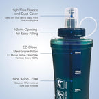 GUYI 1.0L Collapsible Water Filter Bottle, Removes Impurities, BPA Free - Image 2