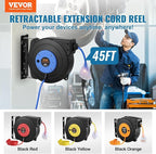 VEVOR Retractable Extension Cord Reel, 45 FT, Heavy Duty 12AWG/3C SJTOW - Image 2