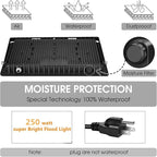 YANYCN 2 Pack 250W Led Flood Lights Outdoor, Super Bright 37000LM Security - Image 5