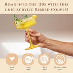 Khen Shatterproof Acrylic Ribbed Vintage Art Deco Martini, Champagne & Cocktail - Image 4