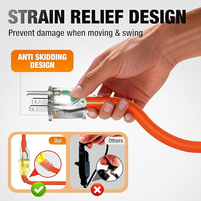 Outdoor Extension Cord 50 FT Waterproof, 12/3 Gauge Heavy Duty 3 Prong Power - Image 4