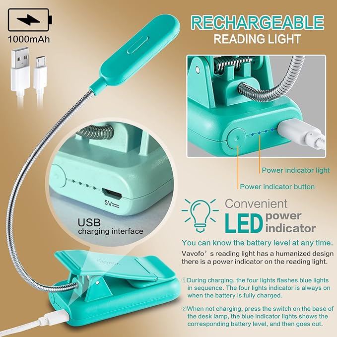 VAVOFO Clip On Book Light for Bed Kids, 7 LED Reading Light - Image 4