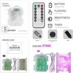 suddus Pink Fairy Lights Battery Operated Outdoor Waterproof, 33ft 100 Led - Image 8
