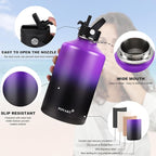 Water Bottle Insulated 32oz 40oz 64oz 128oz Straw Lid Spout Lid & 3 Lids - Image 5