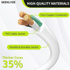 16/3 White Extension Cord 12 FT, Indoor Extension Cord - Image 3