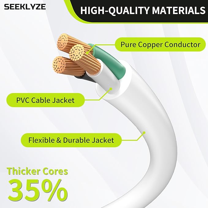 16/3 White Extension Cord 12 FT, Indoor Extension Cord - Image 3