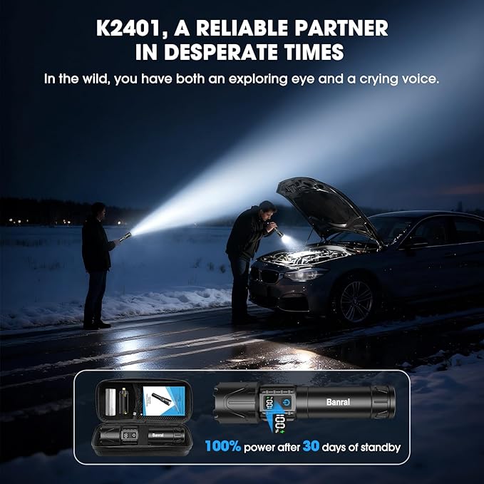 Banral Rechargeable Tactical Flashlights 2000 High Lumens - 5000mAh Super - Image 3