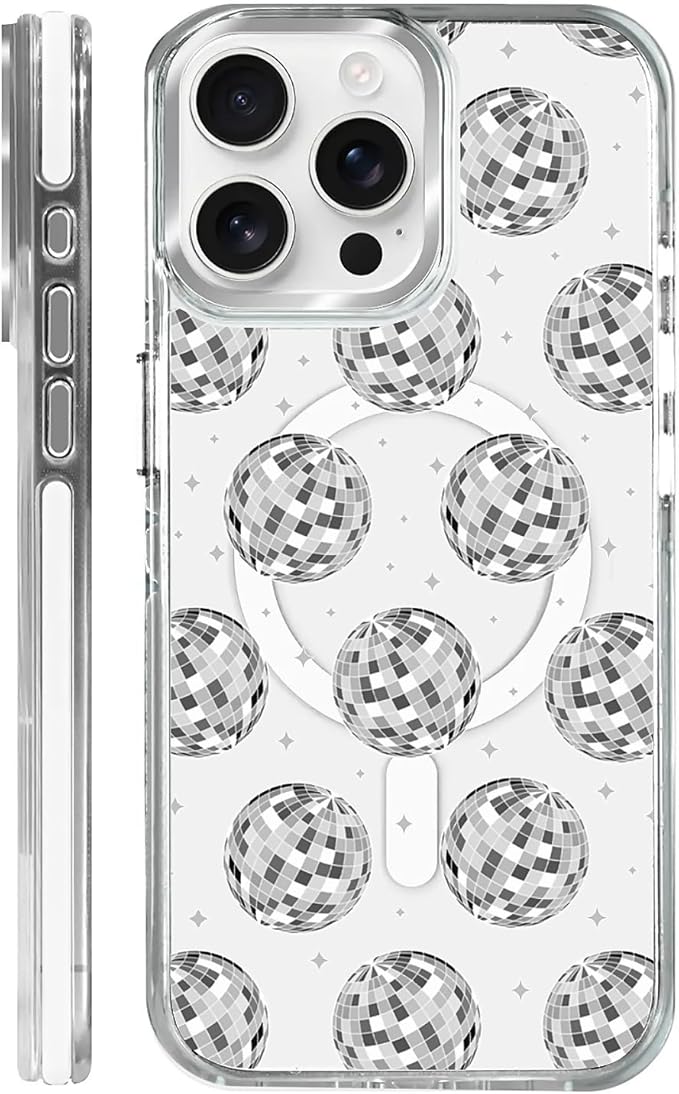 Case for iPhone 13 Pro Max, Disco Ball Grayish White Phone Case Design，for by Toulas