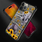 for iPhone 15 Pro Case, Cute Little Elephant Sunflower White Line Art Pattern - Image 7
