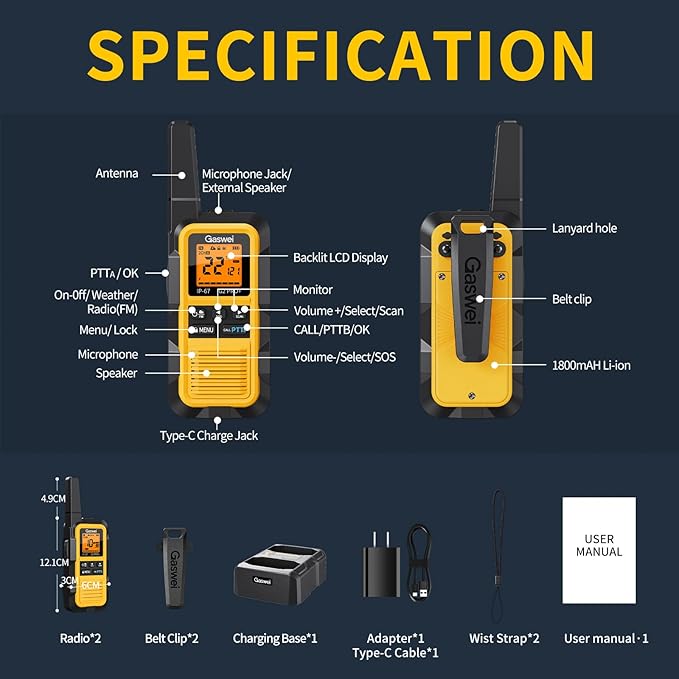 Gaswei G2pro+ IP67 Waterproof Floating Heavy Duty Walkie Talkies Long Range - Image 9