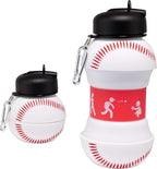 Maccabi Art Clip-On Collapsible BPA-Free Silicone Baseball Water Bottle by MaccabiArt