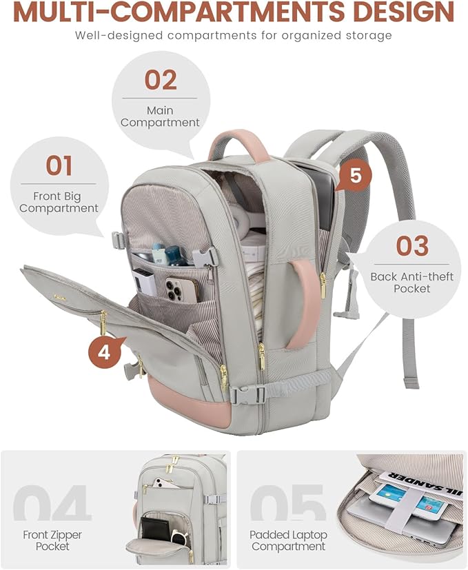 LOVEVOOK Travel Backpack For Women Flight Approved, 50L Large Carry On Backpack - Image 5