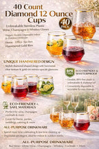 Oojami 40 count Diamond 12 Ounce Cups Unbreakable Stemless Plastic Wine - Image 5