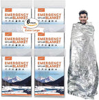 6 Pack - Large 82” x 62” Survival Emergency Mylar Thermal Blankets, Thermal by Unknown