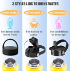 Water Bottle Insulated 32oz 40oz 64oz 128oz Straw Lid Spout Lid & 3 Lids - Image 5
