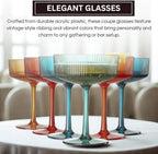 Khen Plastic Acrylic Ribbed Vintage Art Deco Martini, Champagne & Cocktail - Image 4