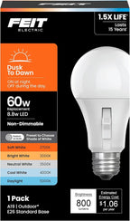 Feit Electric LED Dusk-to-Dawn Light Bulb, A19 60W Equivalent, Non-Dimmable by FeitElectricCompany