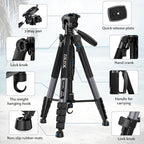 75" Camera Tripod, Heavy Duty Aluminum Camera Stand - Image 8