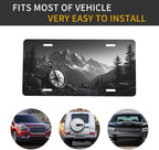 Mountain Compass License Plate Black White Adventure Design - Image 4