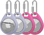 AirTag Holder with 304 Carabiner, 4 Pack IPX8 Waterproof Shockproof PC Hard Case by HOME