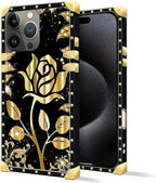 Compatible with iPhone 16 Pro Max Case, Shine Gold Rose Luxury Golden Decoration - Image 2