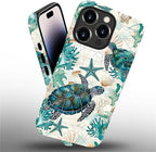 for iPhone 14 Pro Max Case, HH2 Ocean Sea Turtle Nautical Map Hybrid 2 Layer - Image 2