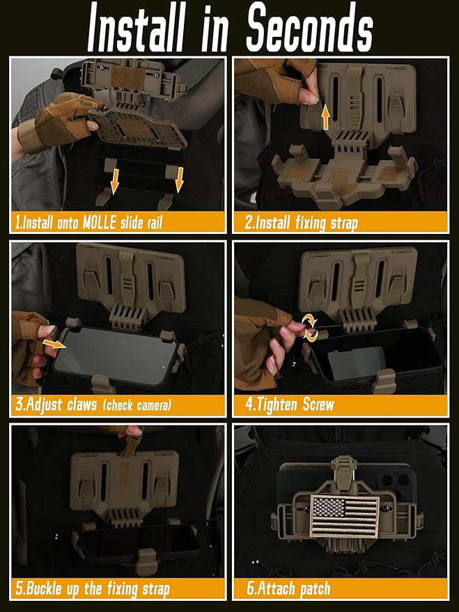 Tactical Molle Phone Holder for Plate Carrier Vest, Quick-Release Heavy Duty - Image 6