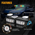 XRIDONSEN 2 in 1 Dash Emergency Strobe Lights Front/Rear Amber Green Windshield - Image 3