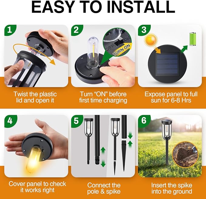 Barleit Solar Lights Outdoor 8 Pack, Solar Pathway Lights, Solar Lights Outdoor - Image 6